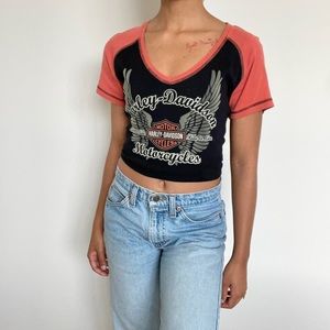 Vintage Y2K Harley Davidson Graphic Baseball Tee